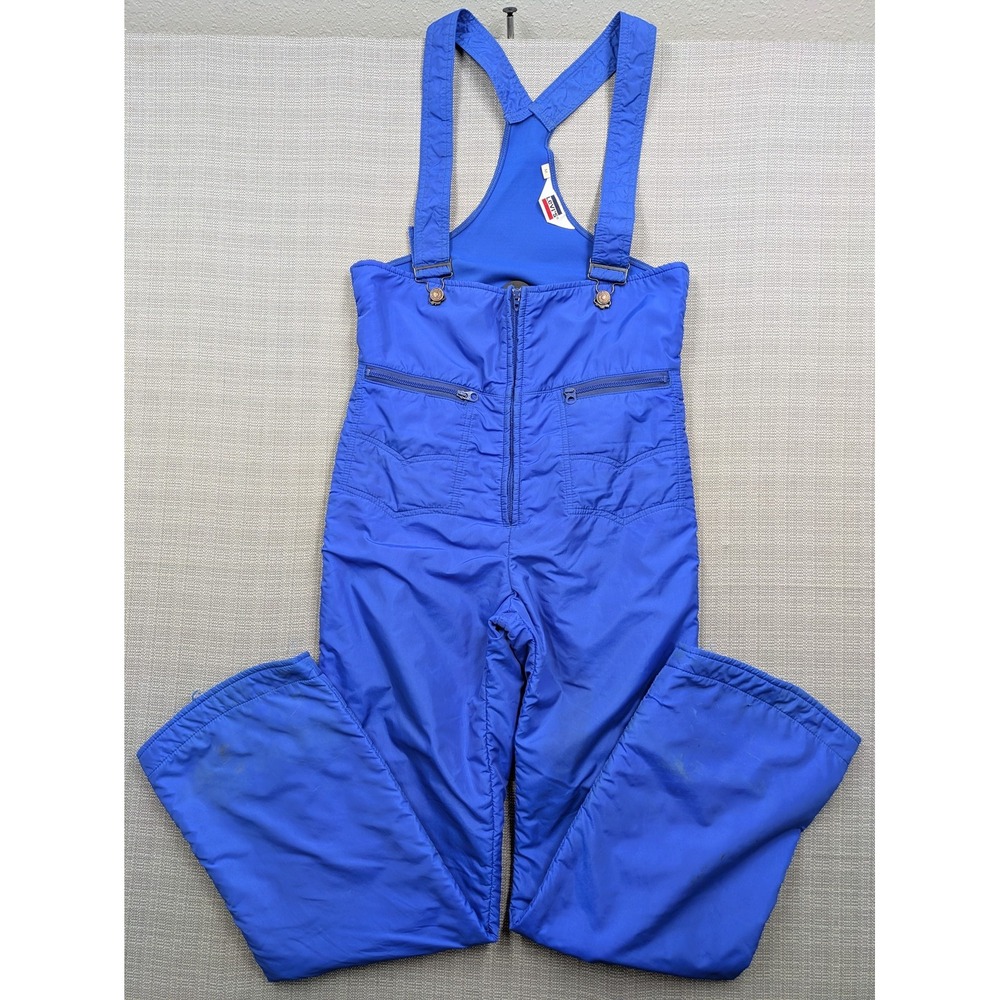 Vintage Levi's Snow Pants Mens 34x30 Blue Ski Insulated Stretch Bib Made USA